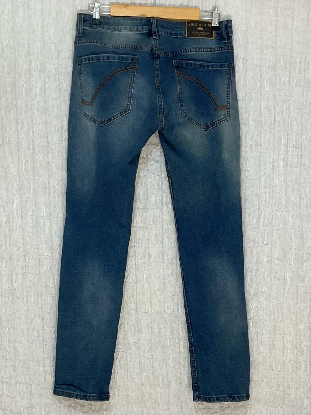 Ring of Fire Men’s Slim Fit Stretch Jeans W31 L30 Medium Wash Blue Denim